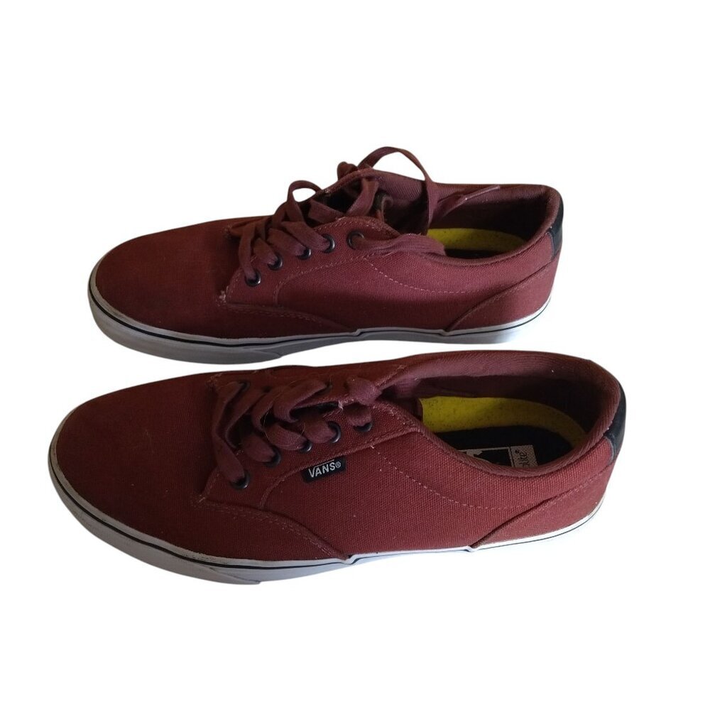 Vans Men's Size 8.5 Ortholite Burgundy Canvas Lace Up Low Top Skate Sneakers